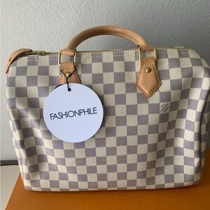 Louis Vuitton Damier Azur Satchel - Cream and Tan